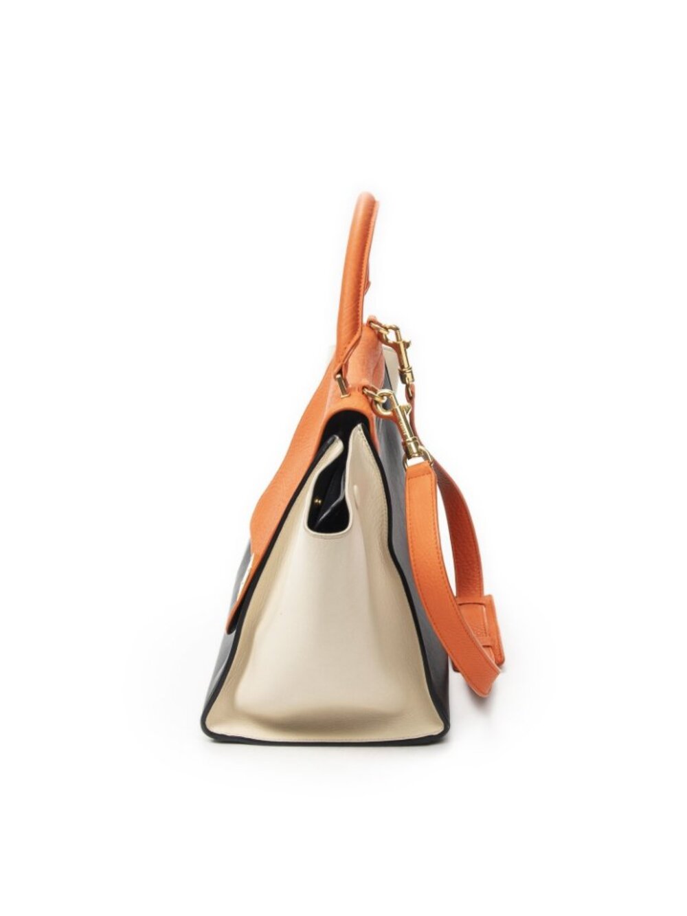Celine Midi Trapeze Orange Black Ivory Calfskin Leather Messenger - Picture 3 of 10